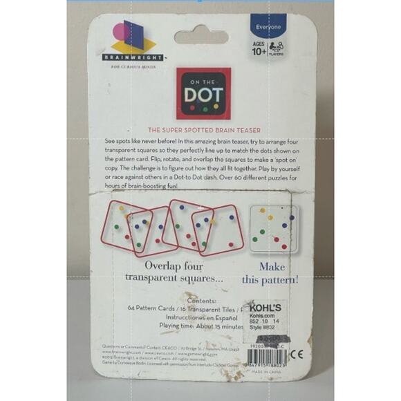 On The Dot Brain Teaser Game Brainwright Ages 10+ Dr. Toy Award - NWT - Picture 4 of 4